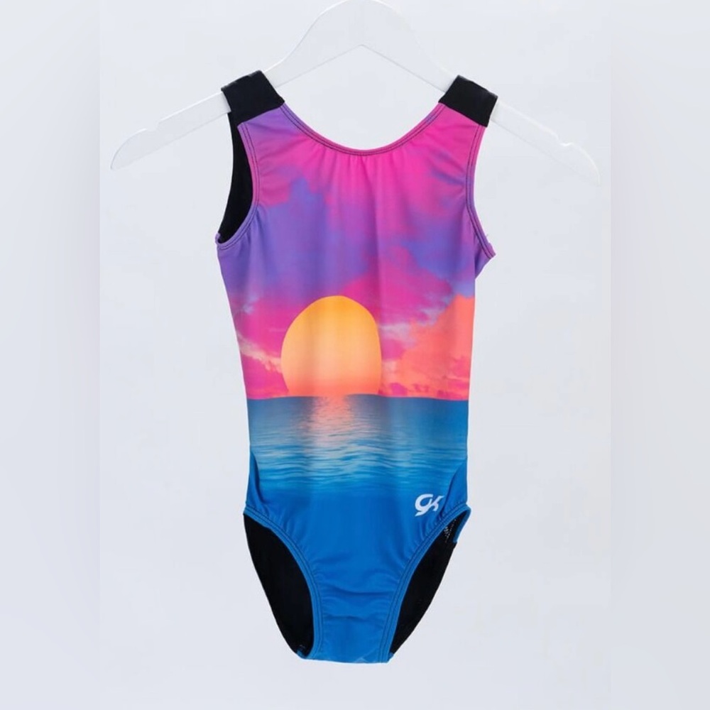 NWT GK gymnastics tumbling dance "SEASIDE SUNSET" TANK LEOTARD